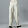 thumbnail image 5 of APEXFWDT Men's Cotton-Linen Wide-Leg Harem Pants Loose Drawstring Waist Breathable Baggy Trousers for Yoga & Sports,M,Beige, 5 of 7