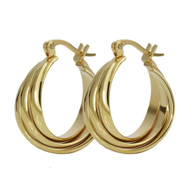 Unique Metal Hoop Earring for Women Silver Gold Not Allergic