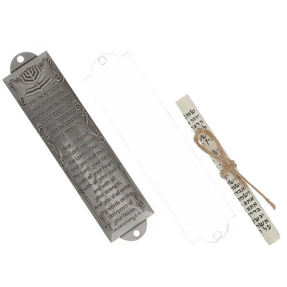 LOLIPPYY 1Set Metal Retro Plated Silver Mezuzah Craft with Scroll Judaica Home Display