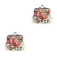 thumbnail image 2 of Guardurnaity Cartera de mujer rosa Mini diseño Floral hebilla carteras lona portátil elegante dinero joyería almacenamiento monedas monedero Type3 NO3, 2 of 6