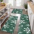 thumbnail image 2 of Green Christmas Snowflake Pattern Kitchen Rugs Sets Of 3,Kitchen Runner Rugs Non Skid Washable,Decorative Kitchen Floor Mats for Kitchen,Sink,Laundry,17"x30"+ 17"x47" + 17"x59", 2 of 6