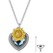 AOBOCO Cremation Jewelry 925 Sterling Silver Heart Urn Necklace for Ashes, Cremation Keepsake Necklace Embellished with Austrian Crystal, Women Memorial Jewelry