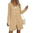 thumbnail image 4 of Enwejyy Womens Leisure Solid Long Sleeve Single Breasted Button Long Basic Cardigan, 4 of 5