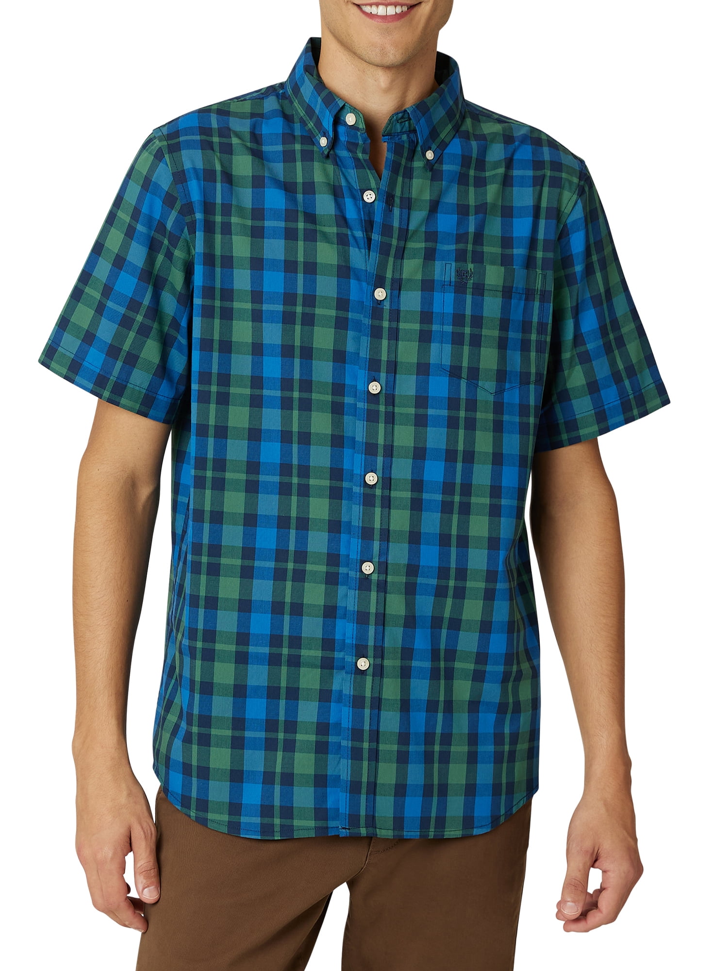 Chaps Men's Short Sleeve Sustainable Easy Care Woven ShirtSizes XS up