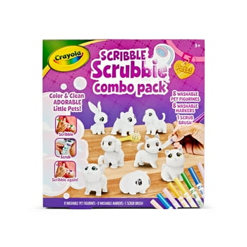 Crayola Scribble Scrubbie Pets Combo Pack, Mess Free Animal Toy, Gifts, Begginer Unisex Child