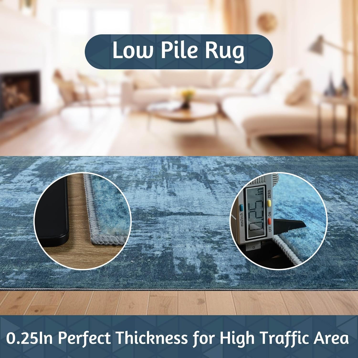 Lochas Fluffy Area Rug Modern Abstract Rugs Soft Carpet for Living Room Bedroom Home Decor,6'x9',Blue