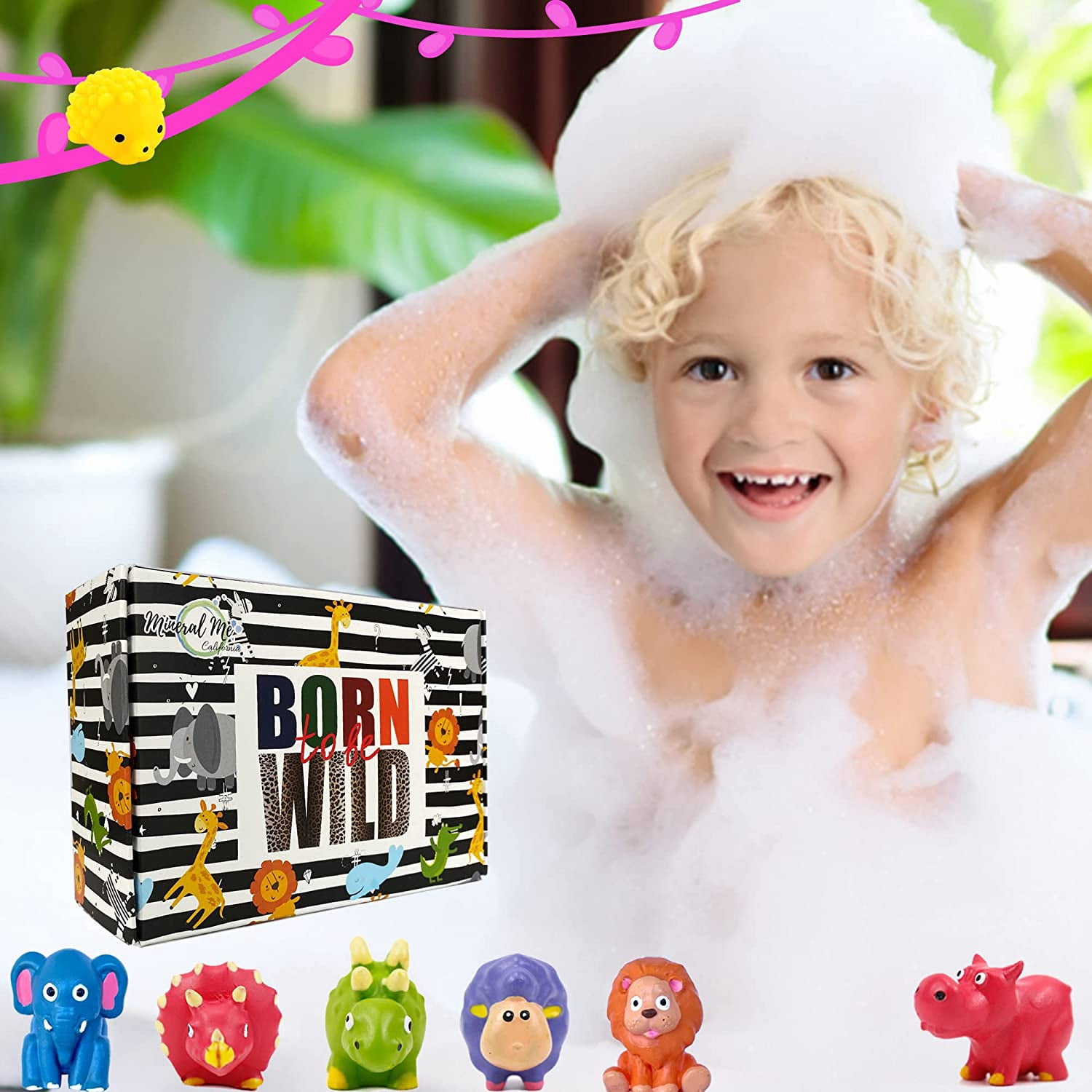 Mineral Me Bath Bombs for Kids with Jungle Animal Toys Inside - w/ Natural Scent Gift for Him & Her
