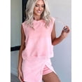 thumbnail image 6 of Womens Travel Outfits Summer Lounge Set Two Pieces Mineral Wash Cotton Tank Top Lined Split Athletic Skirt Set Pink L, 6 of 8