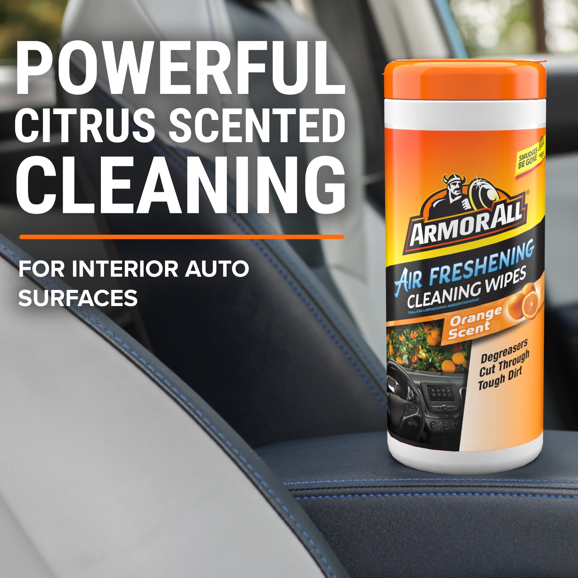 (2 pack) Armor All Interior Car Cleaning Wipes in Orange Scent, 25 Count