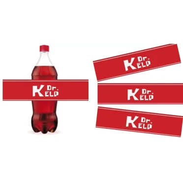 Dr Kelp Soda Bottle Labels, Red drink bottle labels, Birthday favors set of 12