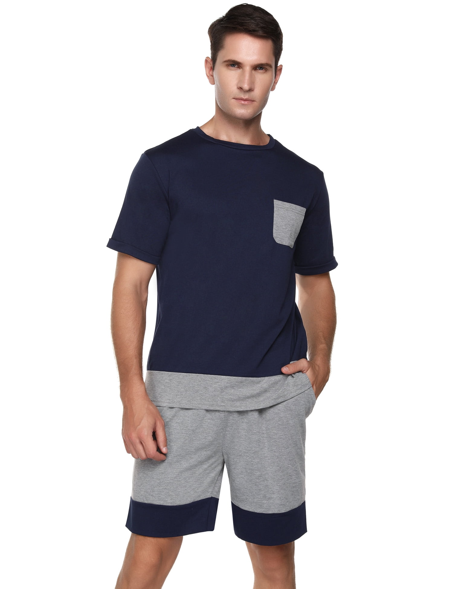 iClosam Mens Pajama Set Cotton Pyjamas Short Sleeve Loungewear Summer Classic Striped Shorts & Shirt Sleepwear PJ Set for Men S-XXL 