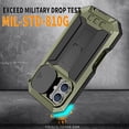 thumbnail image 6 of Case for iPhone 16 Pro Max,Military Grade 3 in 1 Metal Full-Body Rugged Stylish Kickstand Protective Case with Built-in Screen Protector Phone Case for iPhone 16 Pro Max,6.9 inch 2024 (Green), 6 of 16