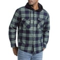 thumbnail image 3 of GIRUNS Men's Plaid Shirts Jacket Fleece Flannel Lined Long Sleeve Shirts Sherpa Button Down Coat With Hood Green Blue S, 3 of 9