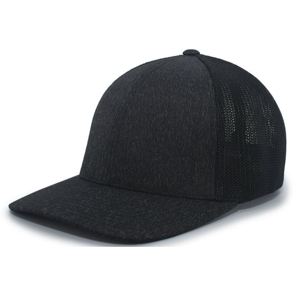 Pacific Headwear Adult Trucker Hat Unisex Black Heather/Black Xs