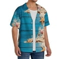 thumbnail image 4 of KLL Shells and Starfish Print Men's Shirt Short Sleeve Button Down Summer Cuba Beach Shirts- Small, 4 of 7