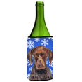 thumbnail image 1 of German Shorthaired Pointer Winter Snowflakes Holiday Wine bottle sleeve Hugger, 1 of 1