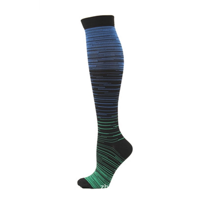 Penkiiy Compression Socks pour Hommes Motif Couleur Bas de Compression Hommes Femmes Bas Élastiques Mouvement Extérieur Bleu Socks