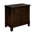thumbnail image 6 of CoSoTower Rustic Style Dark Walnut Finish 1pc Nightstand Bedroom Furniture Solid Wood 3-Drawers Bedside Table Black Bar Pulls, 6 of 6