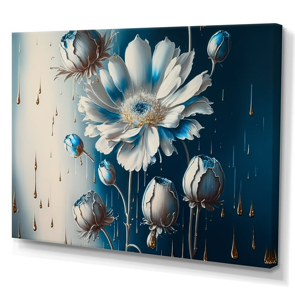 Designart Ice Blue Daisy II Canvas Wall Art