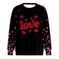 thumbnail image 6 of HCNTES Womens Girls Valentines Day Long Sleeve Love Heart Print Top T-Shirt Spring Casual Fashion Crew Neck Pullover Sweatshirt Comfortable Trendy Leisure Wear(A01-Black,4XL), 6 of 9
