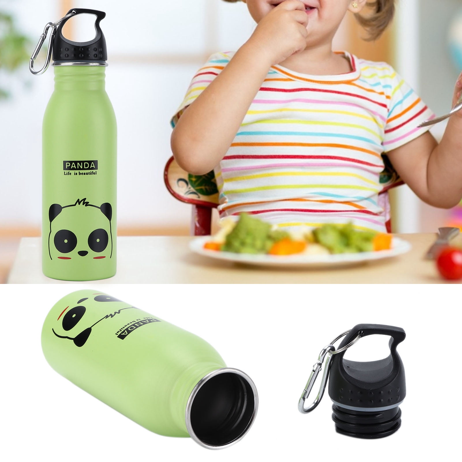 Gourde Enfant 591 Ml Léopard - Acier Inoxydable, Étanche, Sans BPA - Paille Isotherme - 3