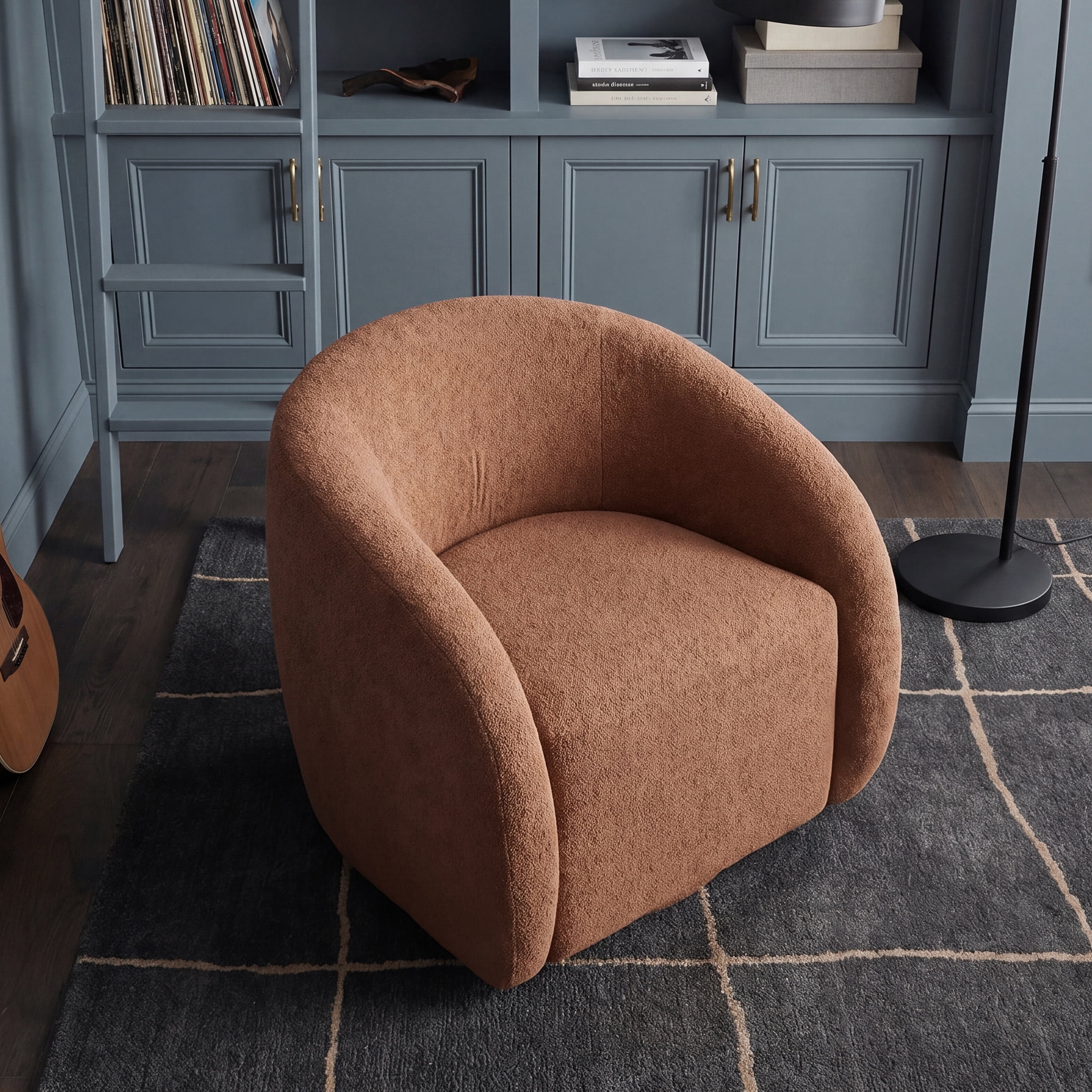 OakvillePark Lomi Contemporary Microfiber Swivel Chair, Rust