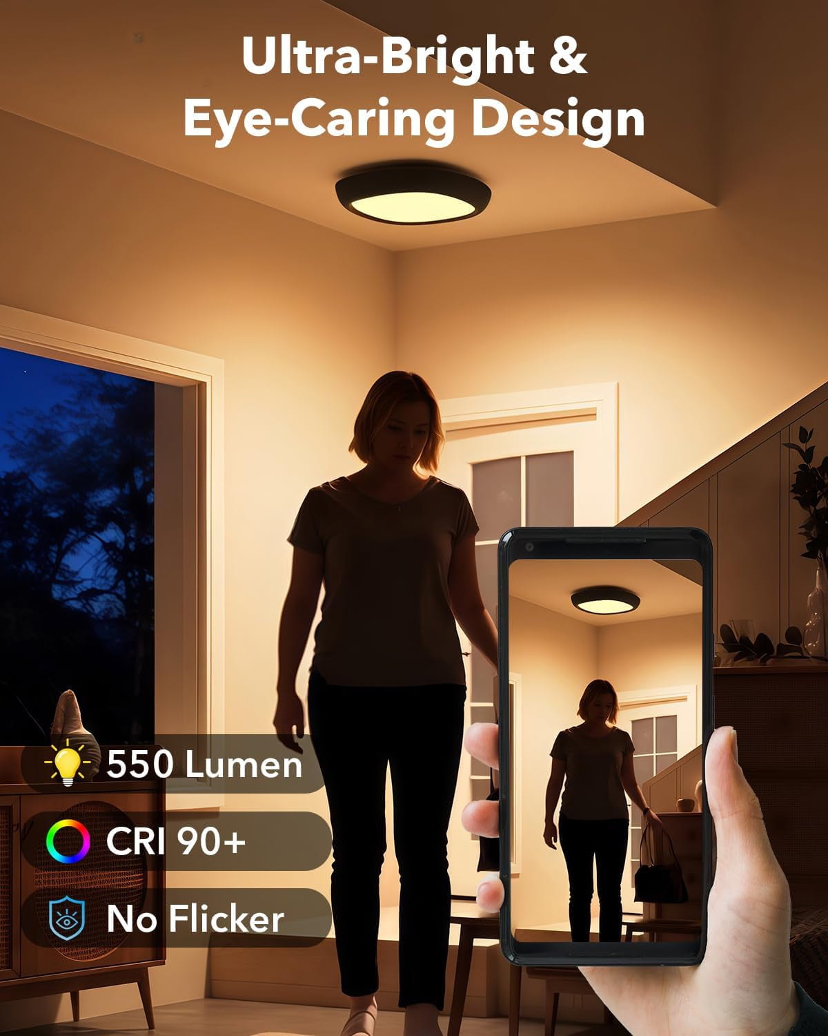 Tedmos Motion Sensor Rechargeable LED Ceiling Light with Remote, IP54 Waterproof Shower Light Indoor, Battery Operated Wireless Closet Lights No Wiring Hallway Bathroom Garage Black Modern Lighting