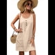 thumbnail image 1 of Vestido de Verano para Mujer, Sin Mangas, con Bolsillos, Informal, Corto, Corte A, Cuello Redondo. Cremoso S, 1 of 8