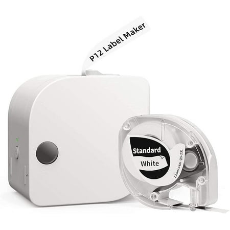 Phomemo P12 Portable Wireless Label Maker With 1 Roll Plastic Tape Bluetooth Label Maker Support Multiple-Material Labels for Home Office