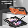 thumbnail image 4 of Feishell Rugged Case for Samsung Galaxy Z Fold3,Bulit-in Screen Protector & Kickstand,Heavy Duty Shockproof Hybrid TPU+PC Hinge Protection Armor Protective Phone Case with S Pen Holder,Orange, 4 of 11