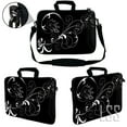 thumbnail image 2 of LSS 13.3 inch Laptop Sleeve Bag Notebook with Extra Side Pocket, Soft Carrying Handle & Removable Shoulder Strap for 12" 12.1" 13" 13.3" - Vines Black and White Swirl Floral, 2 of 3