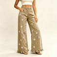 thumbnail image 2 of ZToonmas Women's High Waisted Print/Solid Wide Leg Pants Ruffle Hem Casual Trousers with Pockets for Ladies, 2 of 7