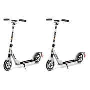 Hurtle Renegade Lightweight Foldable Adult Commuter Kick Scooter, White (2 Pack)