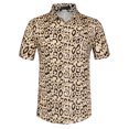 thumbnail image 1 of Lars Amadeus CamiCon Estampado De Leopardo PaHombre, ManCorta, Con Botones, Camisas Con Estampado De Guepardo De Verano marrón M, 1 of 6
