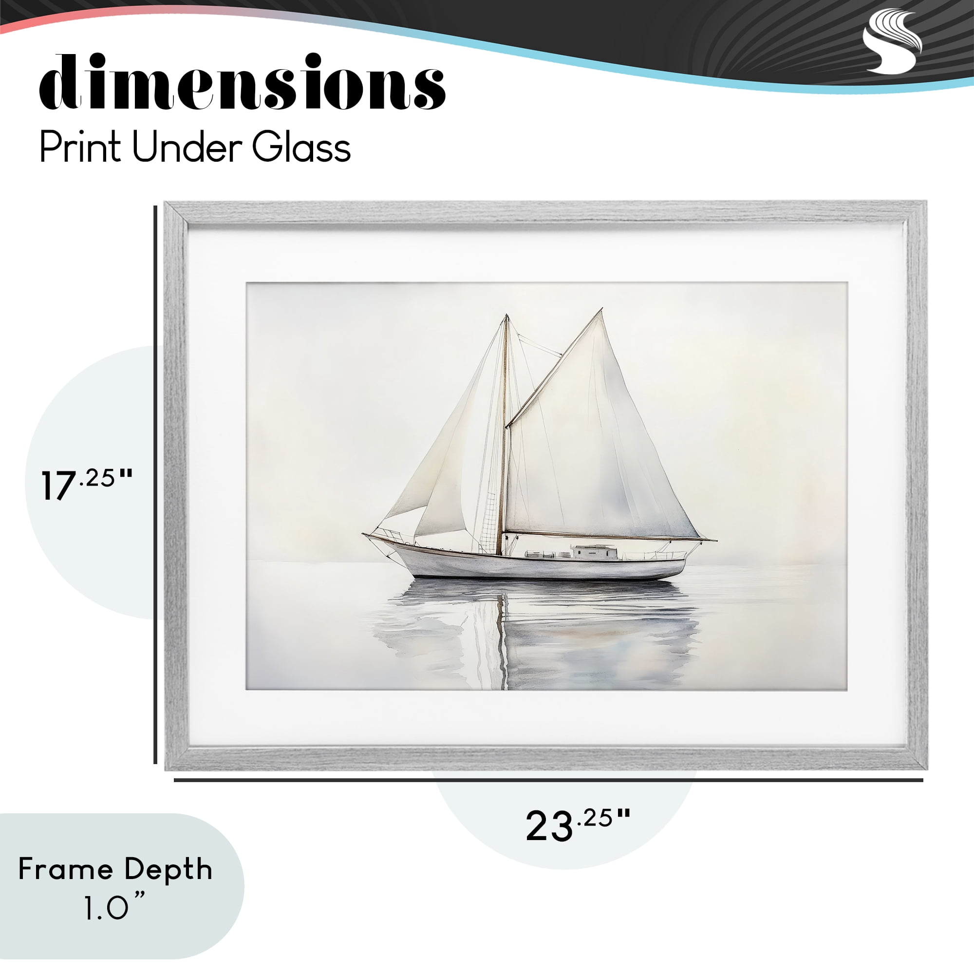 Stupell Industries Neutral Sailboat Reflection Gray Framed Print Under Glass, design by Petal Prints Design
