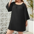 thumbnail image 6 of IROINNID Long Sleeve Dress for Women Sexy Summer Square Neck Long Sleeve Loose Solid Plus Size Dress Reduced,Black, 6 of 7