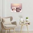 thumbnail image 2 of Zen Stone Canvas Wall Art White Flower and Pink Butterfly on Lake Wall Art for Bathroom Living Room Bedroom Modern Spiritual Yoga Spa Picture Wall Decor Framed Bedroom Wall Art,16x12 Inches, 2 of 5