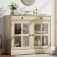 thumbnail image 1 of Door Buffet Sideboard with 2 Glass , Modern White Coffee Bar Cabinet with Adjustable Shelf for Dining Room, Kitchen, Entryway, 1 of 9