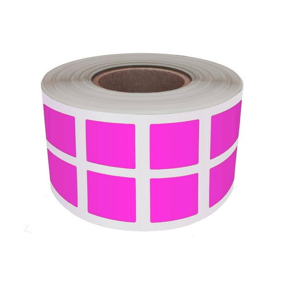 Royal Green Square Stickers 1 inch Color-Coding Label Roll in Neon Pink 25m x 25mm - 1000 Pack