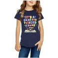 thumbnail image 4 of Nrmvnmi "IT IS A GOOD DAY TO READ"Shirts for Kids Short Sleeve Graphic T-Shirt Round Neck Crop Top for Little & Big Girls and Boy T-Shirt Tee Navy-3 Years, 4 of 4