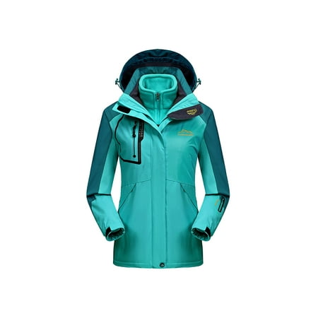 OutdoorJacket Women's Waterproof 3in1 Ski Jacket with Fleece Inner, Blue,