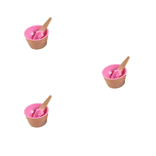 Yuarrent Ice Cream Dessert Bowl Party Outdoor Home Small Gifts Kitchen Bowls Set Activity Tableware Garden DIY Spoons Scoop Color aleatorio 3piezas