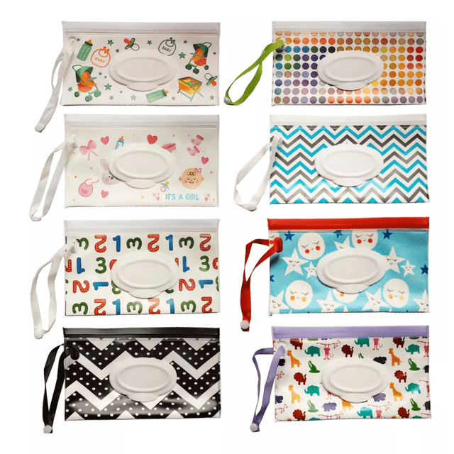 Bolsa De Toallitas Húmedas Para Bebés, Sin Alcohol 8 Pcs figuras colores