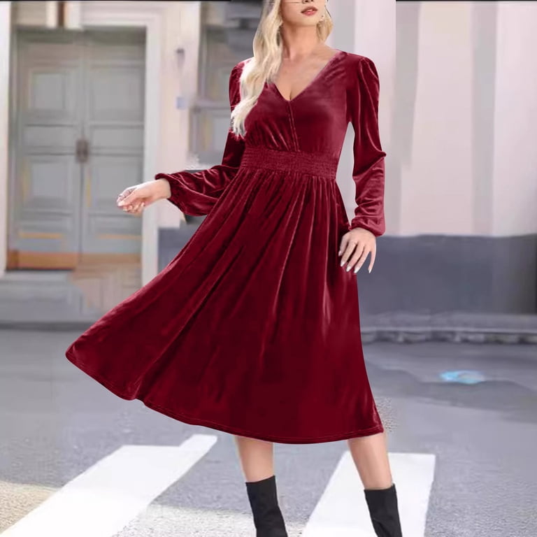 green emerald velvet dress A Line V Neck Burgundy Blue Champagne Long Prom Dresses, V Neck Wine R –  jkprom