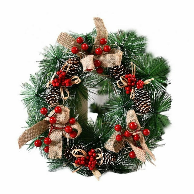 Couronne de Noël Non Éclairée pour Porte d'Entrée, Classique et Élégante pour Entrée Festive