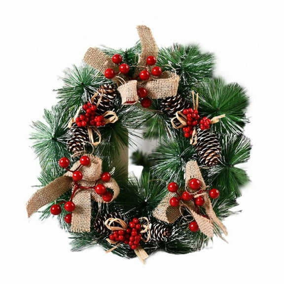 Front Door Christmas Wreath, Unlit Holiday Hanging Wreath for Indoor Outdoor Decor, Handmade Christmas Door Decoration, Reusable Holiday Wreath for Home and Office