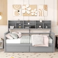 thumbnail image 3 of Harper & Bright Designs Full Size Daybed with Bedside Shelf and Two Drawers, Wooden Captain Platform Bed with Built-in Bookshelves for Boys Girls Bedroom, Gray, 3 of 12