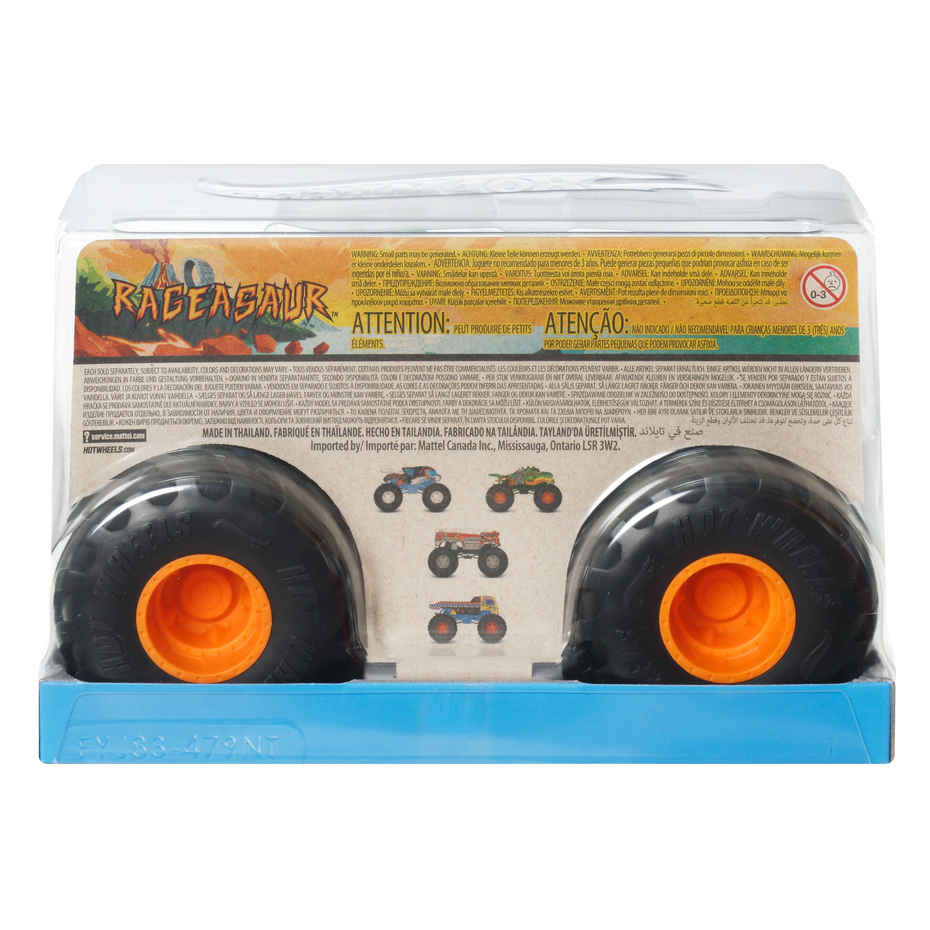 Hot Wheels Monster Trucks, Oversized Monster Truck in 1:24 Scale, Rageasaur