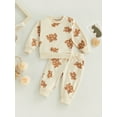 thumbnail image 2 of Franhais Baby Pants Set, Cartoon Bear Print Long Sleeve  Sweatshirt with Elastic Waist Sweatpants, 2 of 9