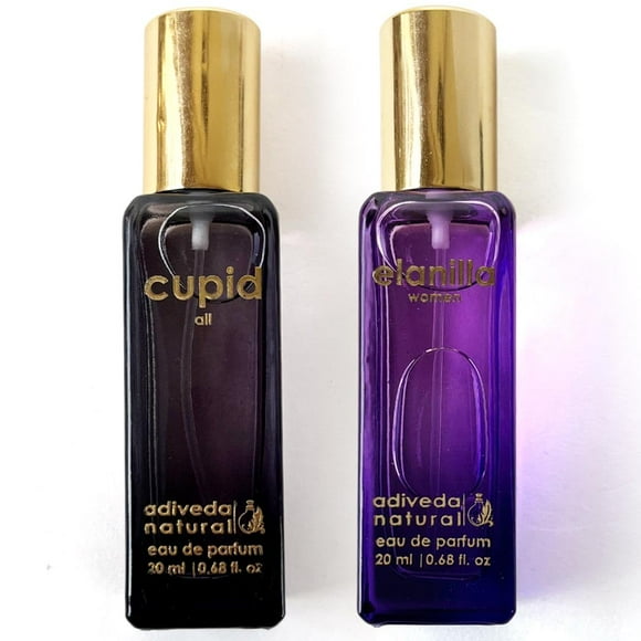 Adiveda Natural Cupidon Unisexe + Elanilla Femmes Eau de Parfum Combo Lot de 2 X 20 ml - 0,6 Fl Oz Chacun / Parfum de Poche à la Vanille / Parfums Pratiques pour le Voyage